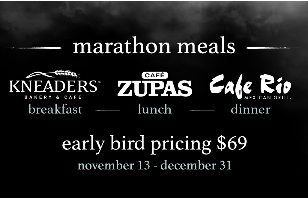 Twilight Marathon Meals, Breakfast Lunch and Dinner available for purchase